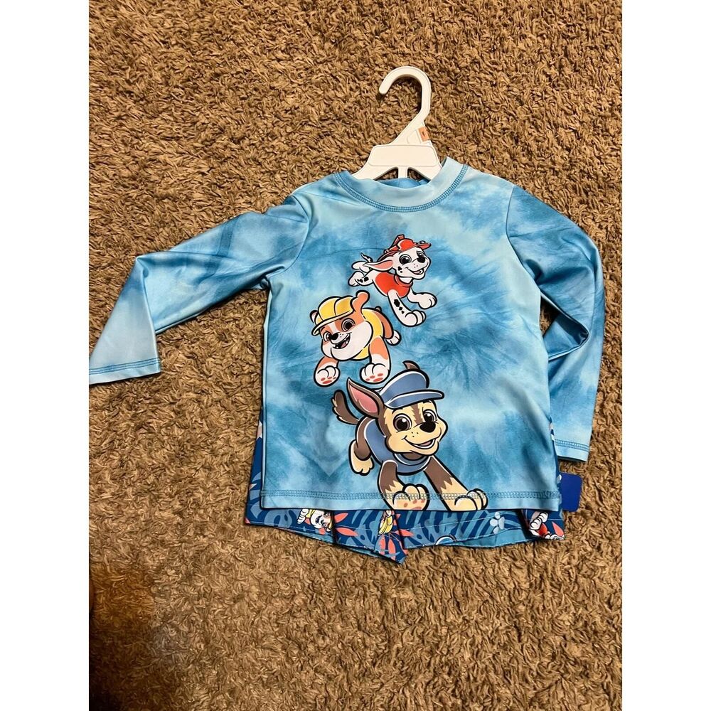 New 2T Paw Patrol Toddler Boy Swim Suit and Rash Guard Set